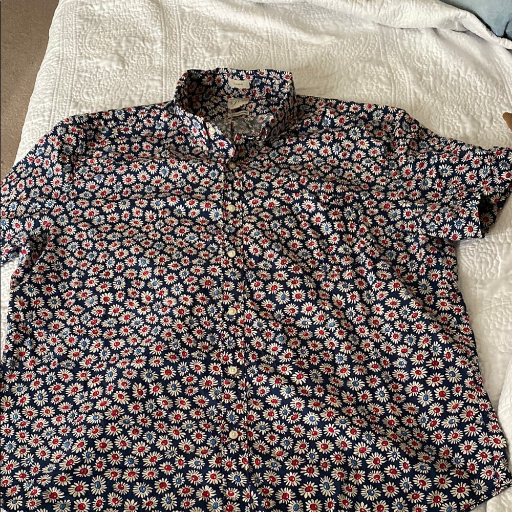 J. Crew Blue and Red Casual Button Down Shirt